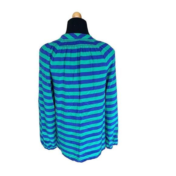 Lilly Pulitzer Green and Blue Striped Blouse 100% silk size XS - Picture 2 of 7